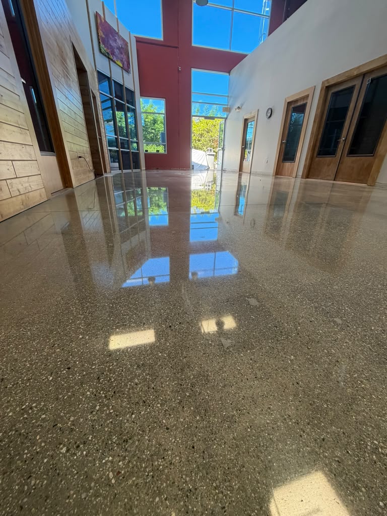 Office concrete polished flooring in orange county