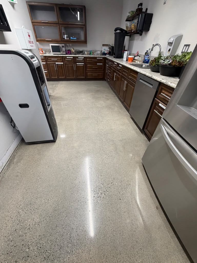 Residential garage concrete polished floors