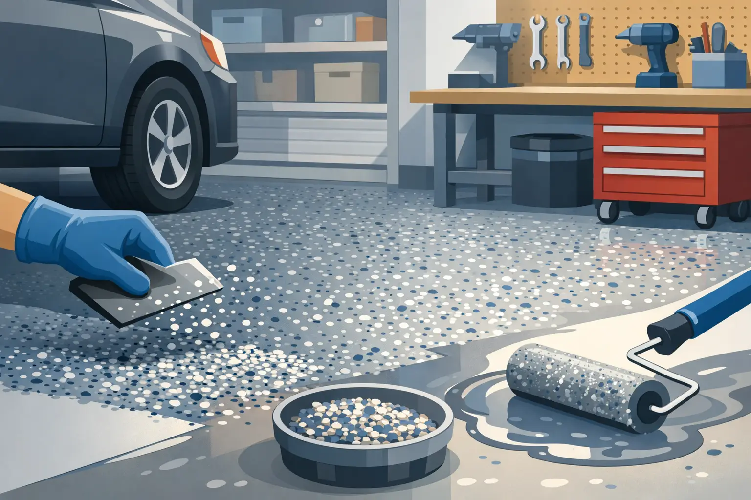 Epoxy Flake Systems for Garages and Workspaces